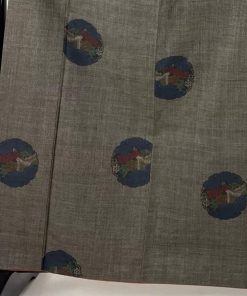 紬 身丈164cm 裄丈62.5cm S 袷 雪輪 御所車 焦茶色 正絹 秀品 中古