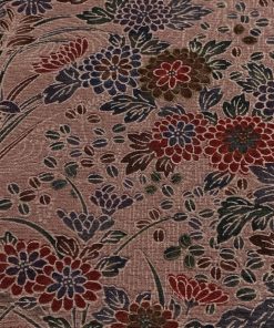 反物 秀品 小紋 鶴 松竹梅 本草木染 金彩 赤紫 正絹 中古