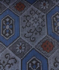 反物 秀品 証紙有 亀甲 花唐草 藍色 正絹 中古