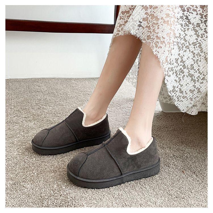 スリッポン ボアシューズ ムートン調 フラットシューズ レディース 靴 秋冬 防寒 カジュアル 厚底 3cm ラウンドトゥ スウェード調 エコファー - 画像 (8)