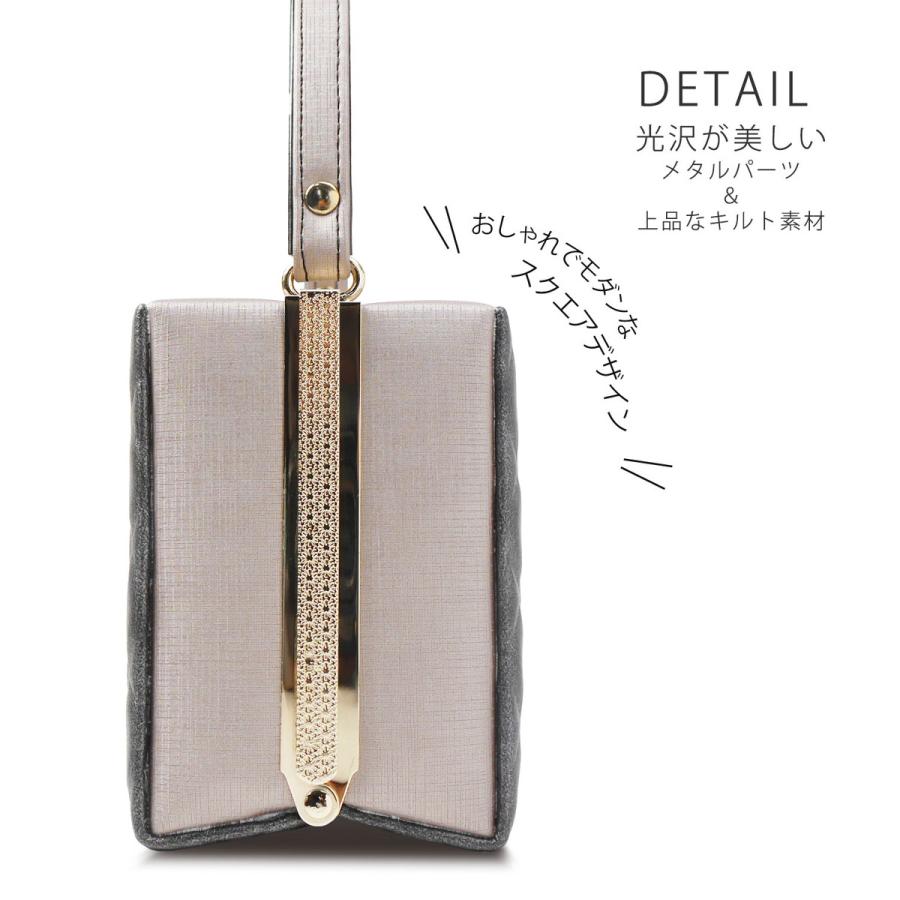 NISHIORI 【10%OFFクーポン配布中】キルト 合皮 スクエアデザイン ヒール草履 振袖向き 草履バッグ 2点セット 選べる2色 ブラック ホワイト フリーサイ - 画像 (5)