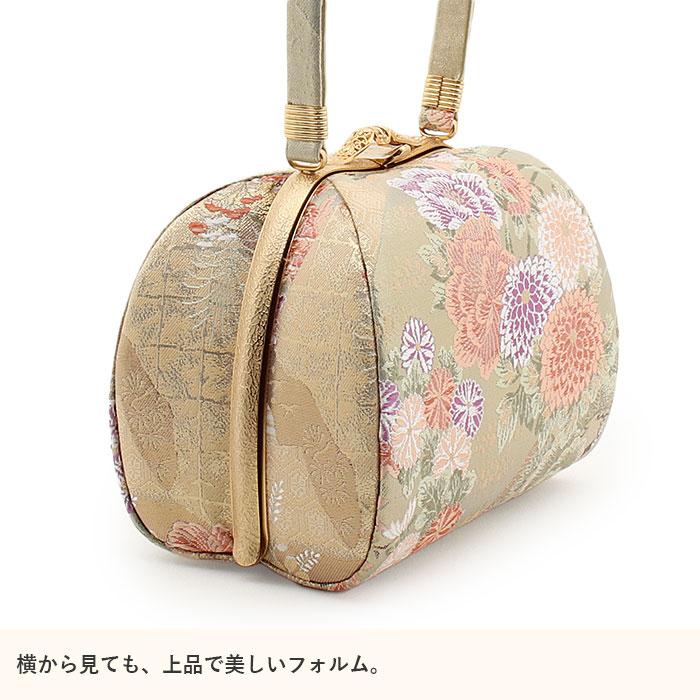 Kisste 草履バッグセット 留袖用 訪問着用 振袖用 フリー L 緑 ゴールド 花尽くし 2枚芯 幅広 巾広 日本製 SALE - 画像 (2)