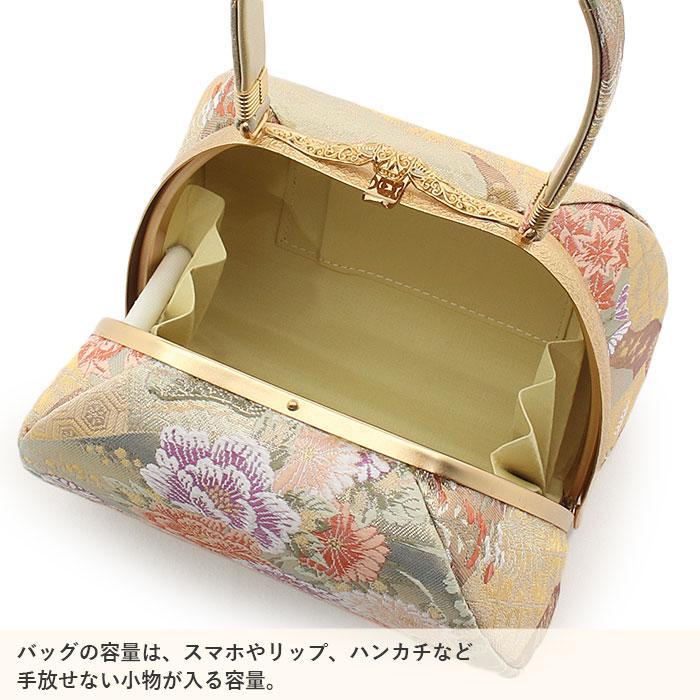 Kisste 草履バッグセット 留袖用 訪問着用 振袖用 フリー L 緑 ゴールド 花尽くし 2枚芯 幅広 巾広 日本製 SALE - 画像 (3)