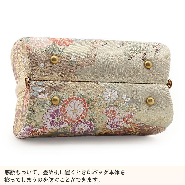 Kisste 草履バッグセット 留袖用 訪問着用 振袖用 フリー L 緑 ゴールド 花尽くし 2枚芯 幅広 巾広 日本製 SALE - 画像 (4)