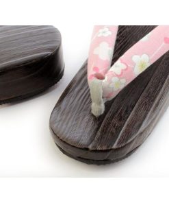 下駄 レディース 浴衣 ピンク地梅枝鼻緒 フリーサイズ 桐 ゴム底 夏着物 右近 痛くない 厚底 日本製 tbわこ KZ