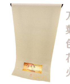 色無地 正絹 反物 万葉色花火 薄茶 ベージュ サンドベージュ 薄 淡 枯色 花唐草 最丹後ちりめん 未仕立て フォーマル 礼装用 結 No.4-0487