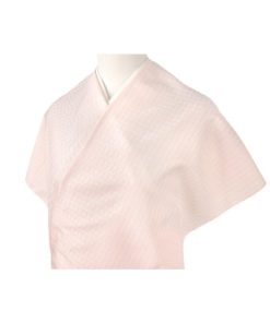 花織紬 紅彩絣 紬 正絹 白地 ピンク 縞 絣 最未仕立て 反物 お洒落着 シンプル カジュアル 大正ロマン おしゃれ かわいい 大人 No.4-0513