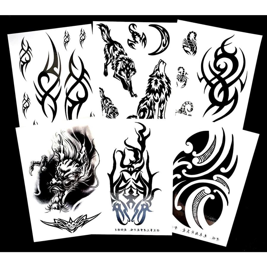タトゥーシール トライバル 腕 肩 背中 脚 刺青 リアル 防水 長持ち 385 - 画像 (3)