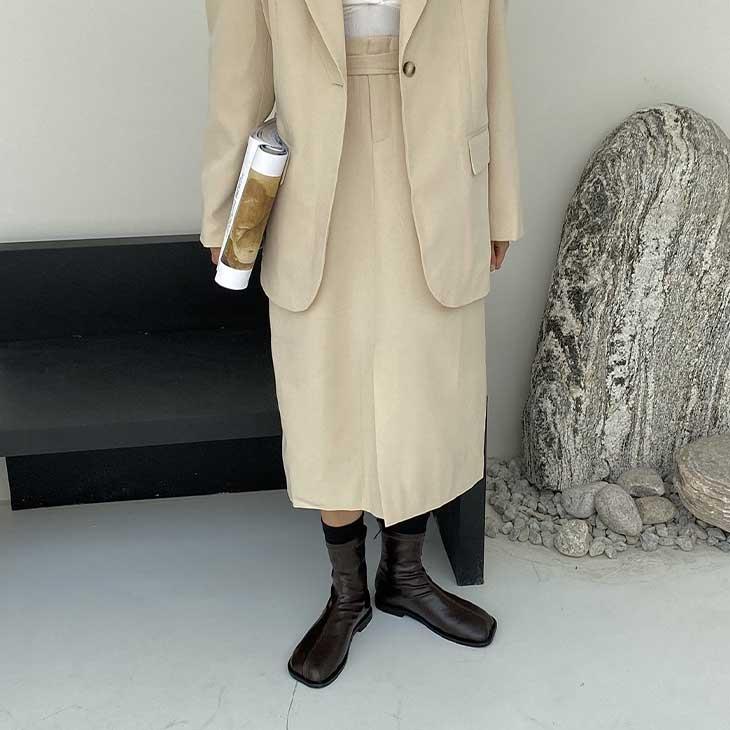 スクエアトゥ ショートブーツ 靴 ローヒール ぺたんこ ファスナー 合皮 韓国ファッション【ash209-029】【即納:1-5営業日】【送料無料】宅込 - 画像 (5)