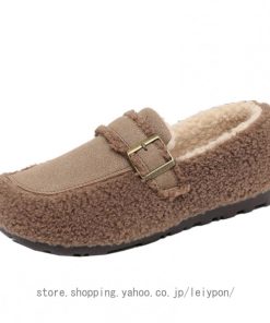 レディース ムートンスリッポン スノーシューズ ショートブーツ ウインターブーツ 防寒靴 防滑 アウトドアシューズ スリッパ スエード 滑り止め カジュアル