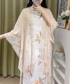 レディース レース 薄手 春 肩掛け 綺麗 UVカット フリンジ 紫外線対策 ストール 冷房対策 花柄 羽織り カーディガン 総レース 夏