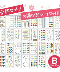 タトゥーボディステッカー タトゥーシール 30枚セット ファッションシール 可愛い スマイリー ラブリー カラフル レインボー キュート 学生 LP-SMLSEL30S