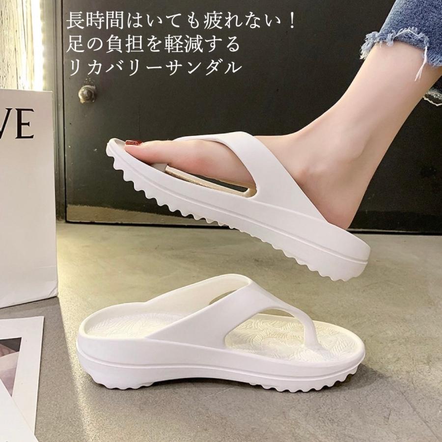 【在庫処分セール】 ビーチサンダル メンズ レディース 厚底 リカバリーサンダル 痛くない 疲れない おしゃれ トングサンダル スポーツサンダル - 画像 (3)