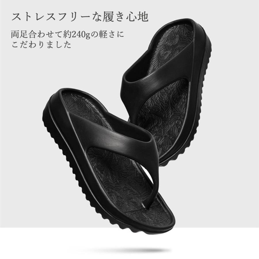 【在庫処分セール】 ビーチサンダル メンズ レディース 厚底 リカバリーサンダル 痛くない 疲れない おしゃれ トングサンダル スポーツサンダル - 画像 (7)