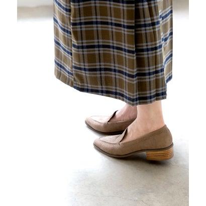 menue メヌエ Menue アーモンドトゥスタックヒールローファー (3034グレージュSD) - 画像 (2)