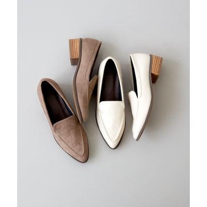 menue メヌエ Menue アーモンドトゥスタックヒールローファー (3034グレージュSD) - 画像 (6)