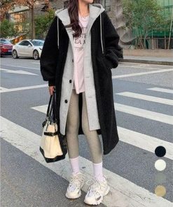 ミニミニストア miniministore ボアロングパーカーレイヤード風ボアコート (グレー)