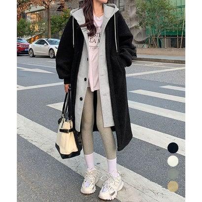 ミニミニストア miniministore ボアロングパーカーレイヤード風ボアコート (グレー)