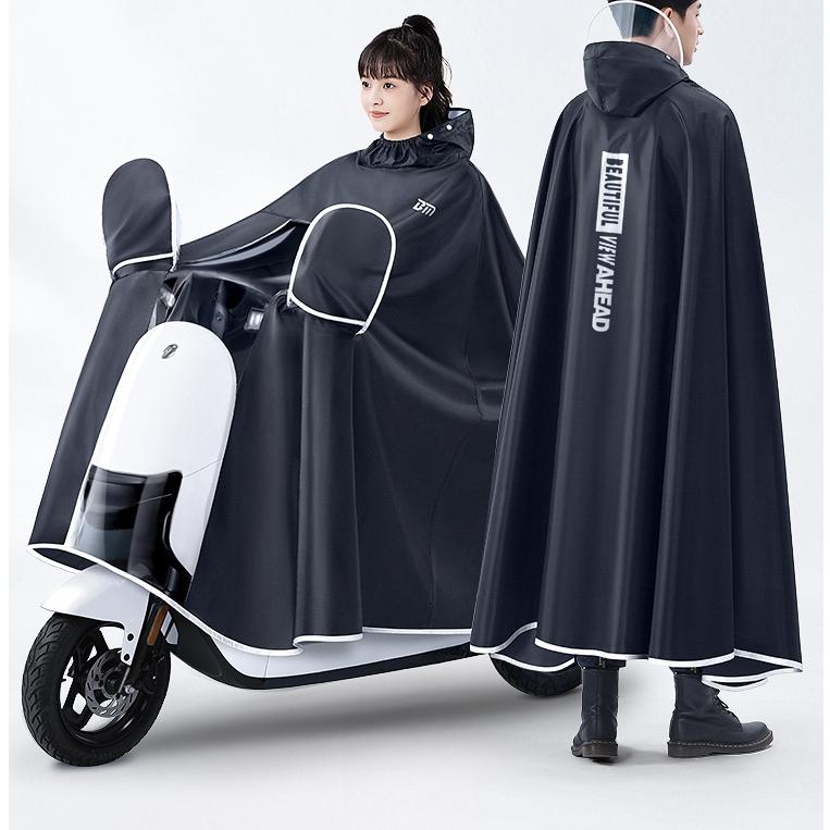 【タイムセール】レインコート 自転車用レインコート レインポンチョ 大きいサイズ 二重ツバ 安全ロング丈 カッパ リュック対応 携帯 多機能 男女兼用 - 画像 (5)