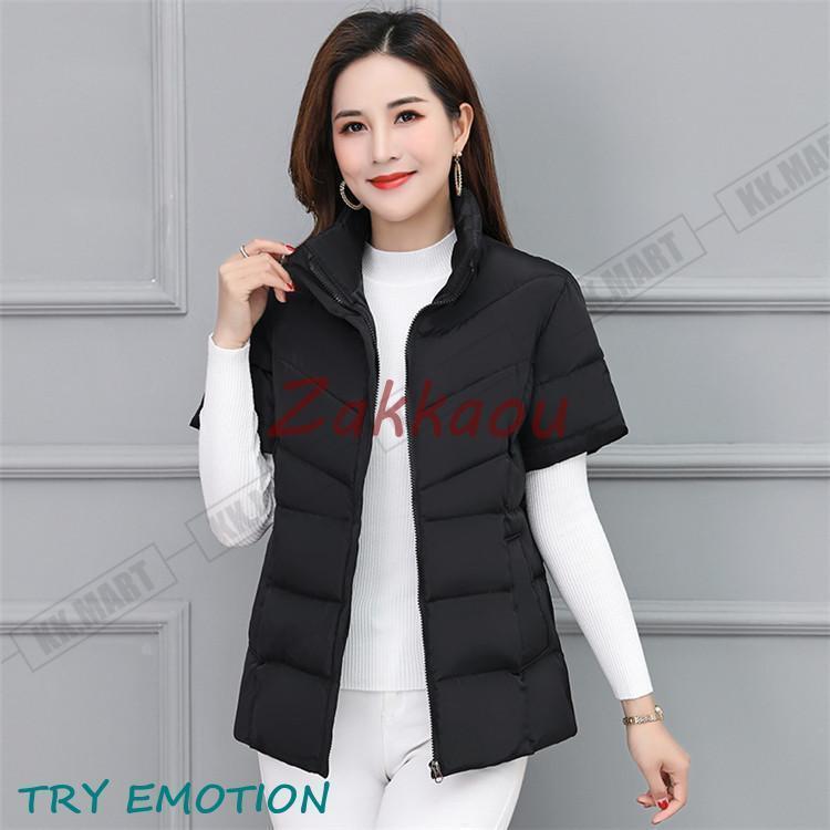 レディース 半袖ジャケット ダウンベスト立ち襟 防風 合わせやすい 中綿ベスト 秋冬 新作 アウター 上着 軽量 保温 敬老の日 40代 50代 60代 70代 - 画像 (3)