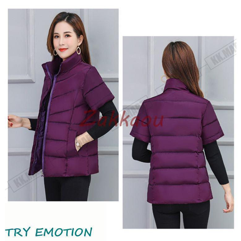 レディース 半袖ジャケット ダウンベスト立ち襟 防風 合わせやすい 中綿ベスト 秋冬 新作 アウター 上着 軽量 保温 敬老の日 40代 50代 60代 70代 - 画像 (5)