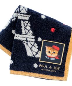 PAUL&JOE ポール ＆ ジョー アクセソワ ハンカチ・S ＜ヌネット・イン・パリス・ネイビー＞ハンドタオル ネコ ねこ 猫 キュート デザイン 可愛い 小さめ ギフト