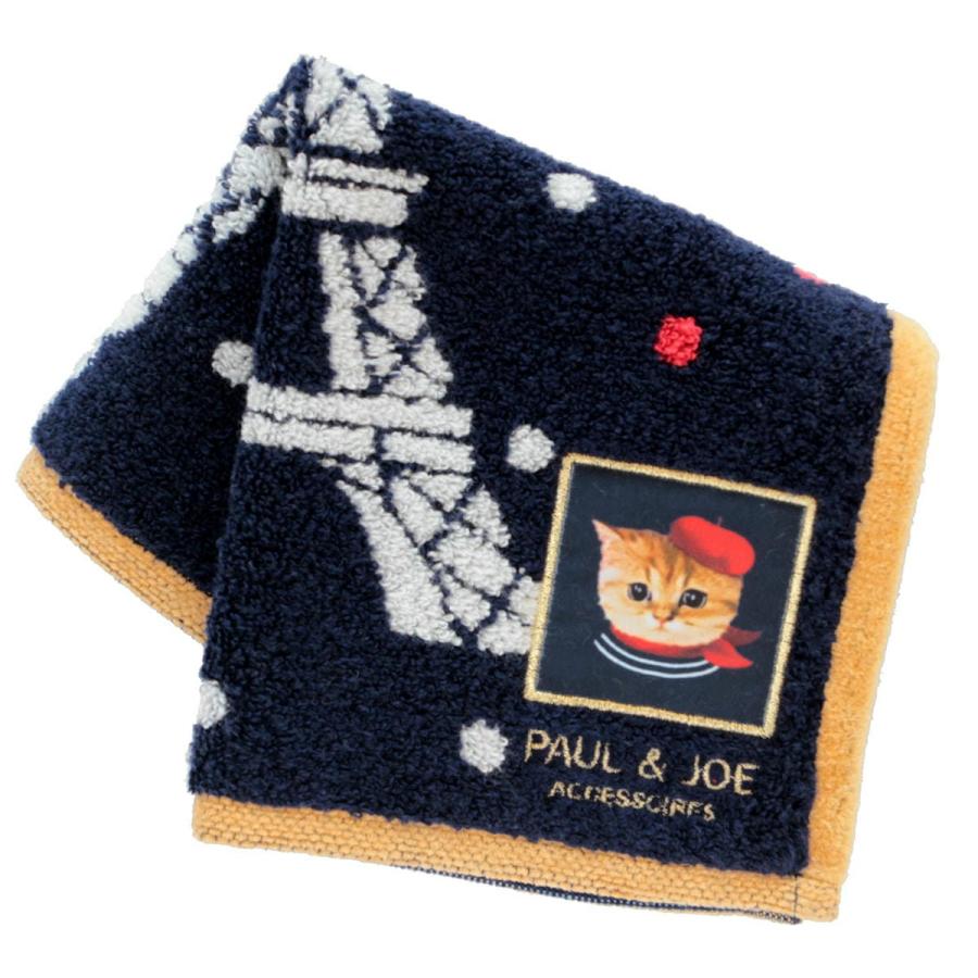 PAUL&JOE ポール & ジョー アクセソワ ハンカチ・S <ヌネット・イン・パリス・ネイビー>ハンドタオル ネコ ねこ 猫 キュート デザイン 可愛い 小さめ ギフト