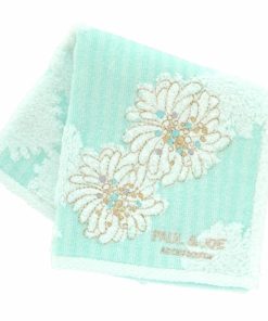 PAUL&JOE ポール ＆ ジョー アクセソワ ハンカチ・S ＜クリザンテーム・ストライプ / グリーン＞ 花柄 ハンドタオル キュート デザイン 可愛い 小さめ ギフト