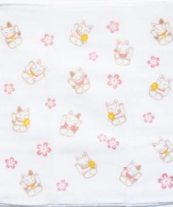 ギフト プチギフト プレゼント 和柄 /晒8重 ガーゼ ハンカチ 招き猫/日本製 ガーゼハンカチ おしゃれ かわいい