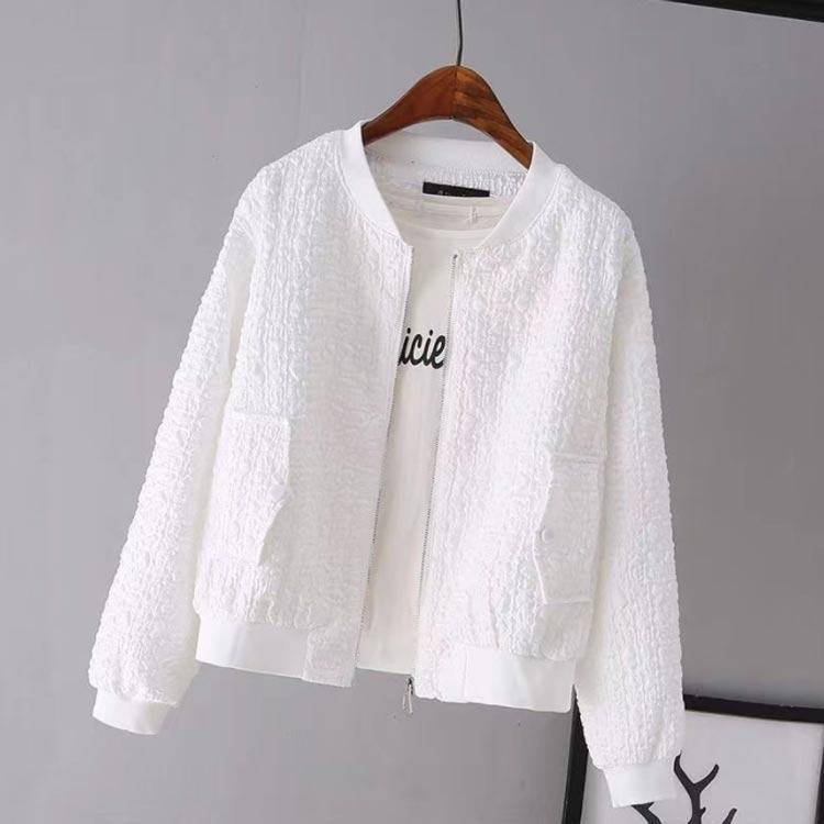 長袖 レディース ジャケット ショート 韓国 アウター ノーカラー 春 ノーカラージャケット ライトアウター 羽織り 春服 通勤 ブルゾン - 画像 (3)