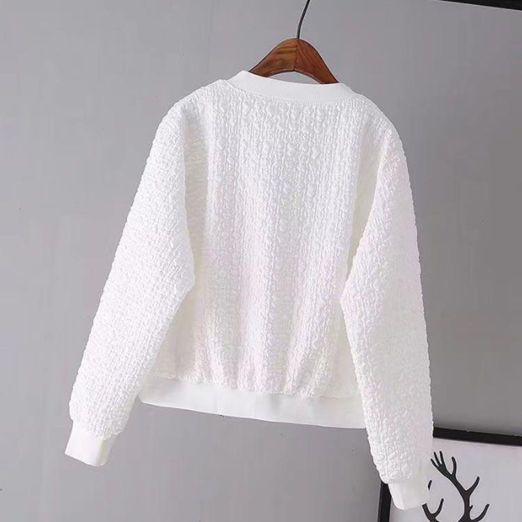 長袖 レディース ジャケット ショート 韓国 アウター ノーカラー 春 ノーカラージャケット ライトアウター 羽織り 春服 通勤 ブルゾン - 画像 (4)