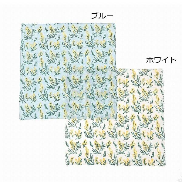 ハンカチ ミモザ フラワー お花 ブルー ホワイト 白 shesay 志成販売 304942 コットン 綿 100% 総柄 ハンカチーフ はんかち 女性用 女性 かわいい おしゃれ