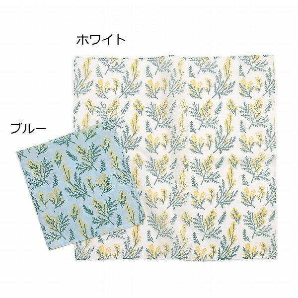 ハンカチ ミモザ フラワー お花 ブルー ホワイト 白 shesay 志成販売 304942 コットン 綿 100% 総柄 ハンカチーフ はんかち 女性用 女性 かわいい おしゃれ - 画像 (4)