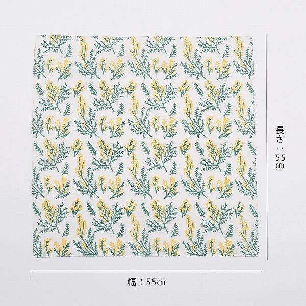 ハンカチ ミモザ フラワー お花 ブルー ホワイト 白 shesay 志成販売 304942 コットン 綿 100% 総柄 ハンカチーフ はんかち 女性用 女性 かわいい おしゃれ - 画像 (5)