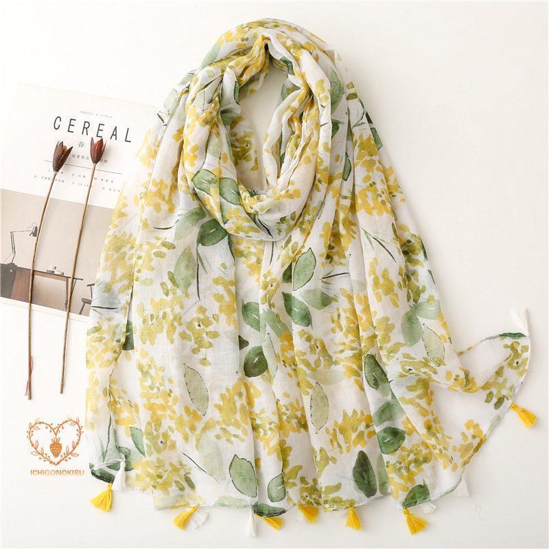 ストール 大判 レディース スカーフ ショール マフラー 花柄 UVカット 紫外線対策 日焼け防止 シンプル 羽織り 薄め おしゃれ - 画像 (3)