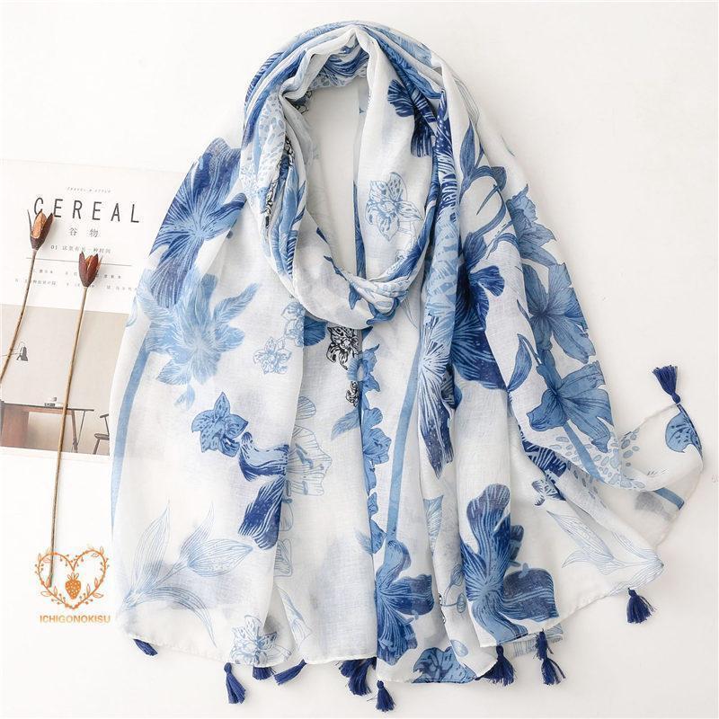 ストール 大判 レディース スカーフ ショール マフラー 花柄 UVカット 紫外線対策 日焼け防止 シンプル 羽織り 薄め おしゃれ - 画像 (7)