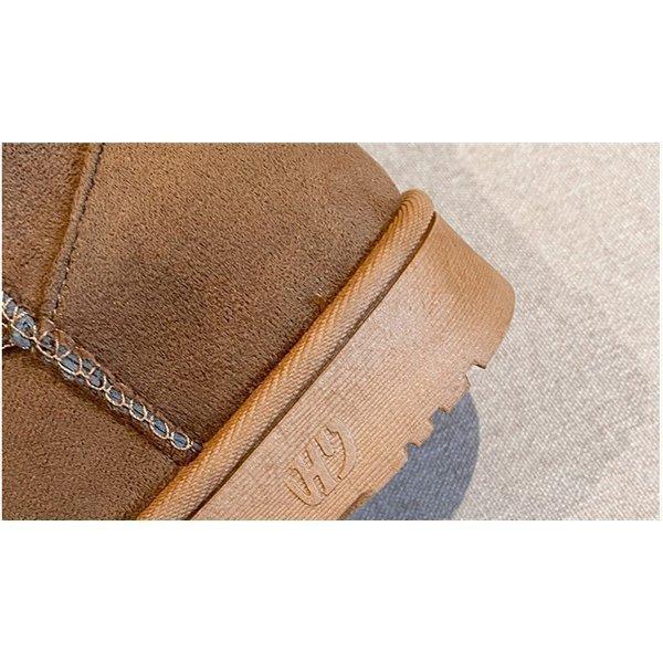 ムートンブーツレディースシューズロング丈ミドルブーツ裏ボアファー履きやすい歩きやすい暖かい軽い冬フラット可愛い冬靴 - 画像 (4)