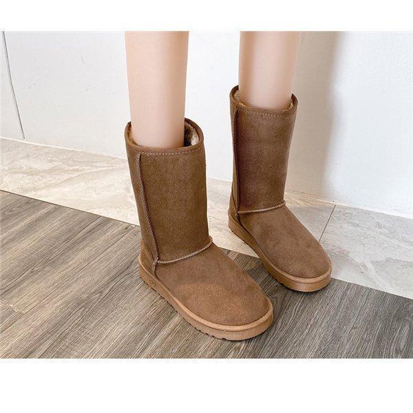 ムートンブーツレディースシューズロング丈ミドルブーツ裏ボアファー履きやすい歩きやすい暖かい軽い冬フラット可愛い冬靴 - 画像 (7)