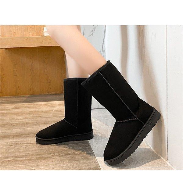 ムートンブーツレディースシューズロング丈ミドルブーツ裏ボアファー履きやすい歩きやすい暖かい軽い冬フラット可愛い冬靴 - 画像 (8)