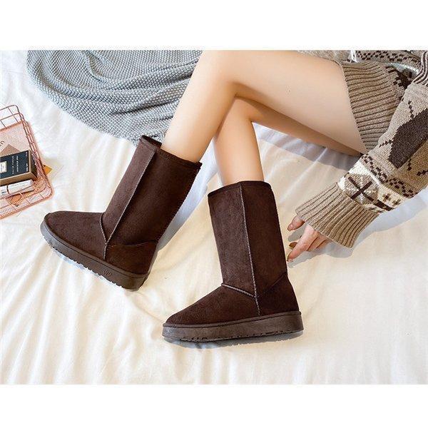 ムートンブーツレディースシューズロング丈ミドルブーツ裏ボアファー履きやすい歩きやすい暖かい軽い冬フラット可愛い冬靴 - 画像 (9)