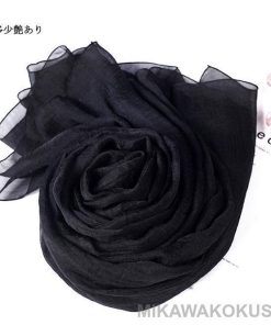 ストール 無地 ロング 大判 スカーフ マフラー 薄手 ショール 夏 春 秋 大きいサイズ 柔らかい おしゃれ 定番 シンプル ブラック 黒 艶 光沢