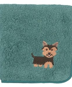 阪急ハロードッグ オーガニックコットン ハンカチタオル ヨークシャーテリア ブルー 犬柄