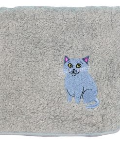 阪急ハロードッグ オーガニックコットン ハンカチタオル ロシアンブルー グレー 猫柄