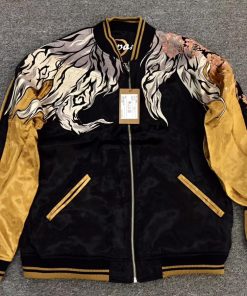 [ヨコスカ]　男女兼用　九尾の狐刺繍マーク スカジャン　リバーシブル　横須賀ファッション　高級レーヨン生地　サイズS~2XL　野球服