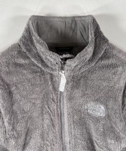 THE NORTH FACE 古着 ザ・ノースフェイス フルジップフリースジャケット ワンポイントロゴ アウトドア ボア M グレー レディース