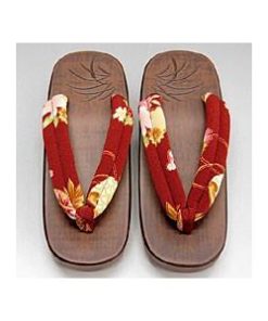 ちりめん花緒 茶塗り浴衣下駄 小判形 ポイント10倍