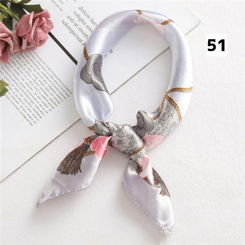 スカーフ レディース 女性 正方形 スクエア 50cm バッグスカーフ ストール バンダナ ヘッドアクセサリー ヘアアレンジ ヘアスタイル 上品 おし - 画像 (3)