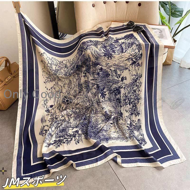 スカーフ ストール レディース 大判 夏用 日よけ ショール UVカット 春夏秋冬 日焼け防止 紫外線対策 シルク風 プリント マフラー 肩掛け おしゃれ - 画像 (6)