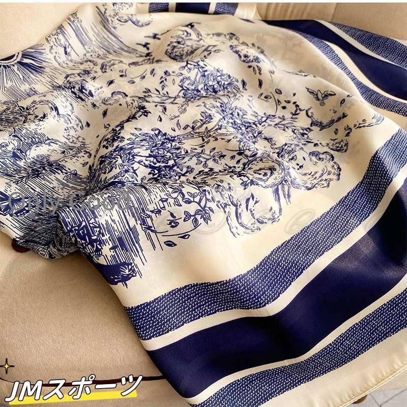 スカーフ ストール レディース 大判 夏用 日よけ ショール UVカット 春夏秋冬 日焼け防止 紫外線対策 シルク風 プリント マフラー 肩掛け おしゃれ - 画像 (7)