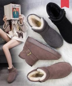 ムートンブーツ裏毛暖か保温レディース滑り止めバックルフラットミドルカット秋冬シューズ歩きやすいxt-012